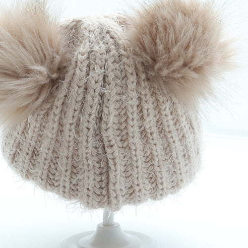 Primark Womens Pink Acrylic Bobble Hat One Size - Faux fur