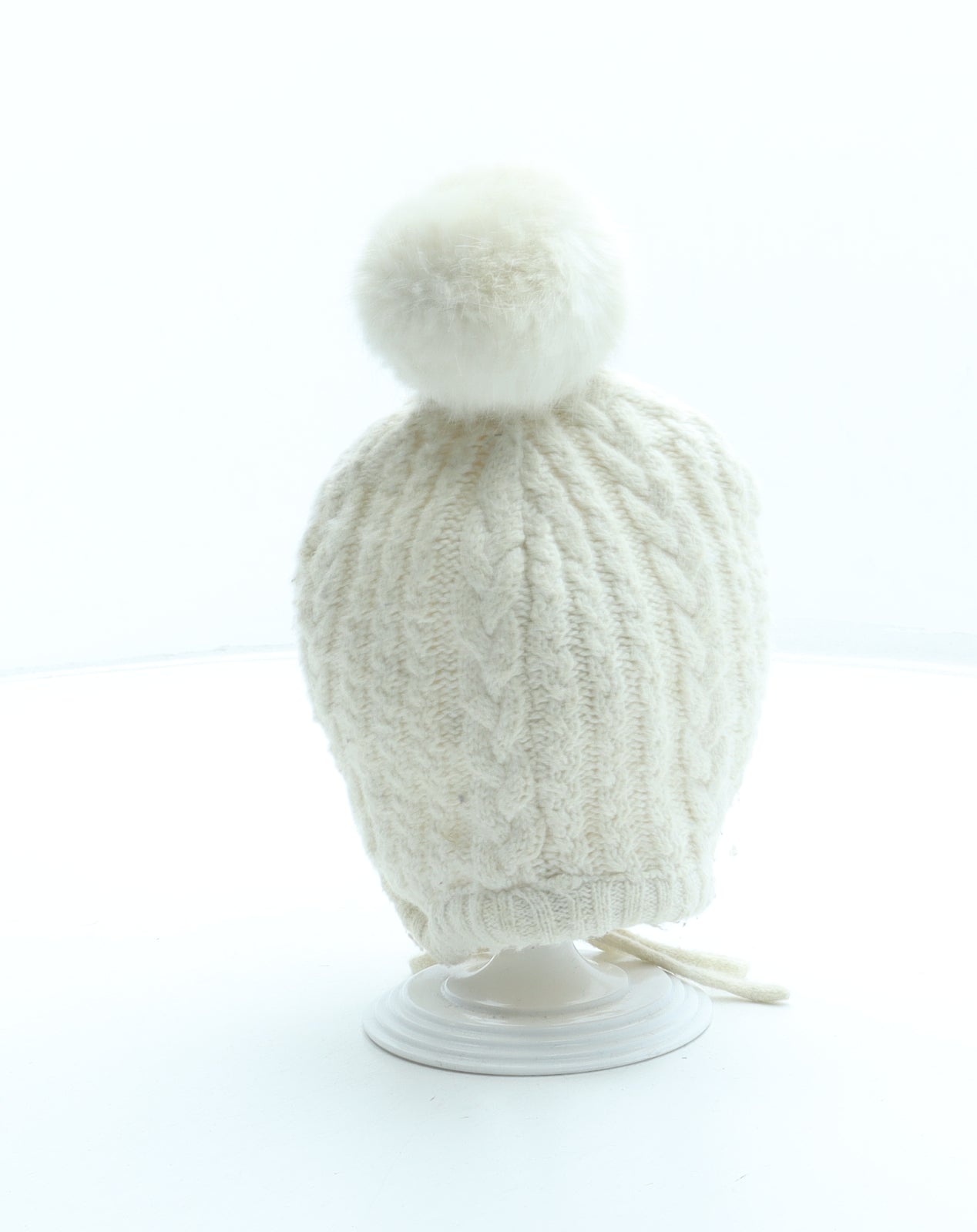 H&M Girls Ivory Acrylic Bobble Hat Size S