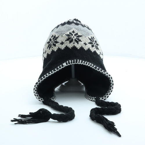 Preworn Boys Grey Fair Isle Acrylic Bonnet One Size - Pom Pom