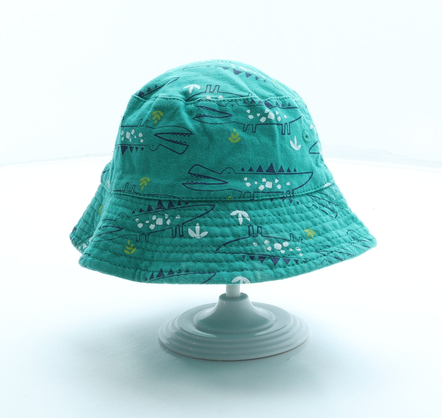 Preworn Boys Green Geometric 100% Cotton Bucket Hat Size S - Crocodile