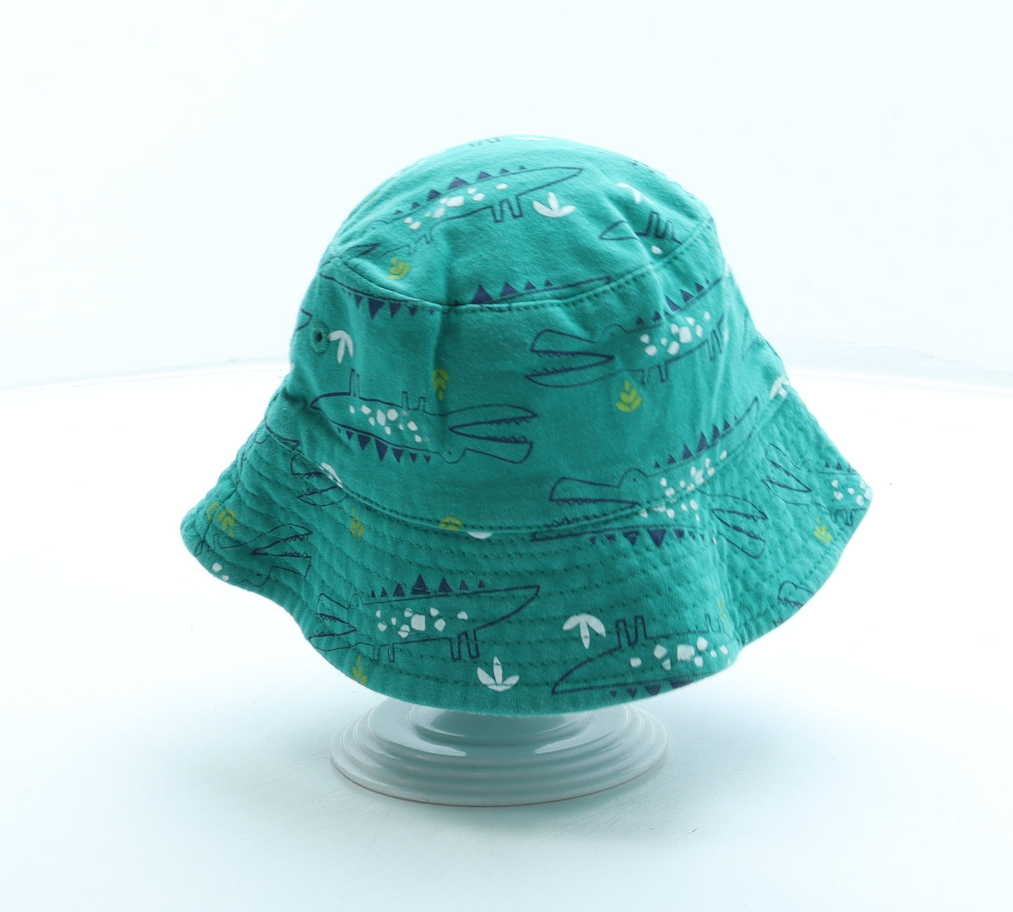 Preworn Boys Green Geometric 100% Cotton Bucket Hat Size S - Crocodile