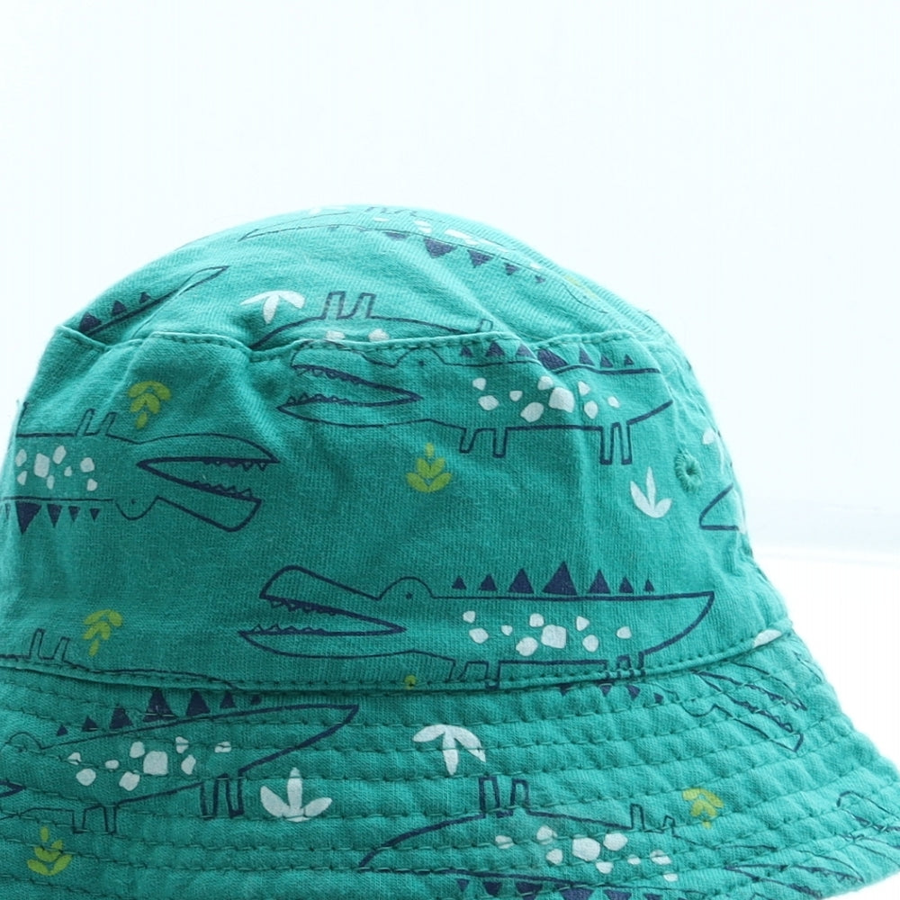 Preworn Boys Green Geometric 100% Cotton Bucket Hat Size S - Crocodile