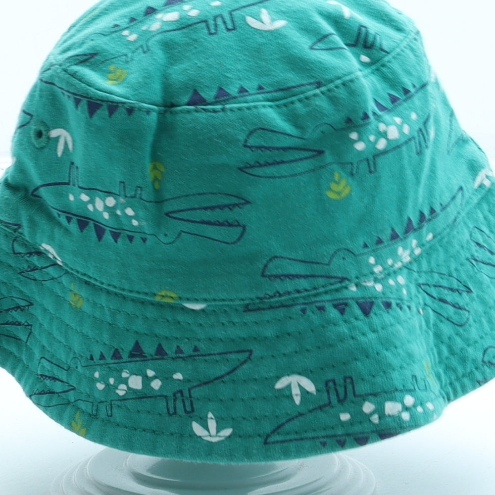 Preworn Boys Green Geometric 100% Cotton Bucket Hat Size S - Crocodile