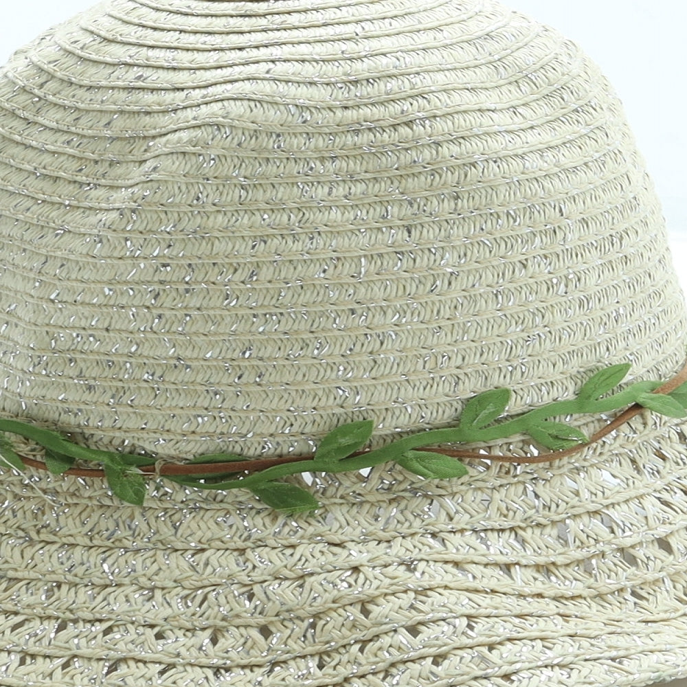 Primark Girls Beige Paper Sun Hat Size S - Flower Detail