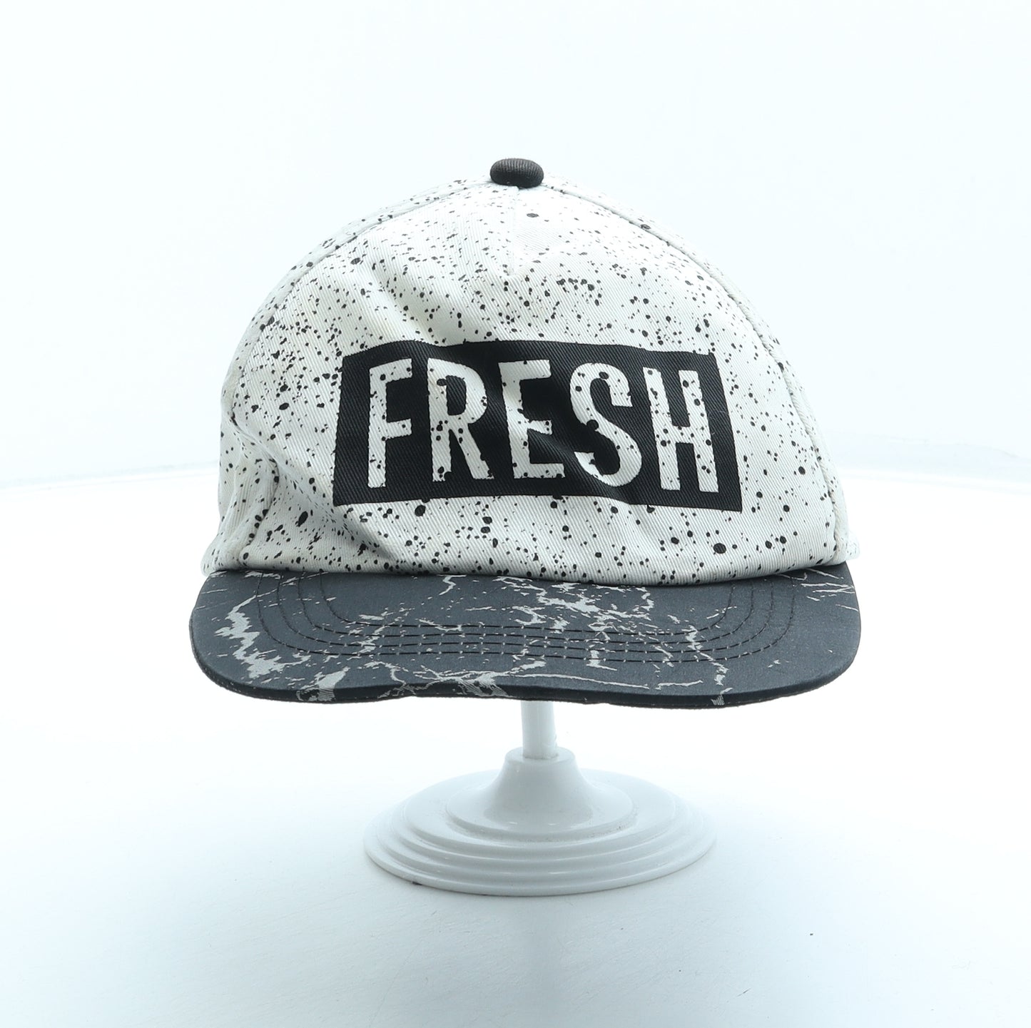 Primark Boys White Geometric Cotton Baseball Cap Size Adjustable - Fresh