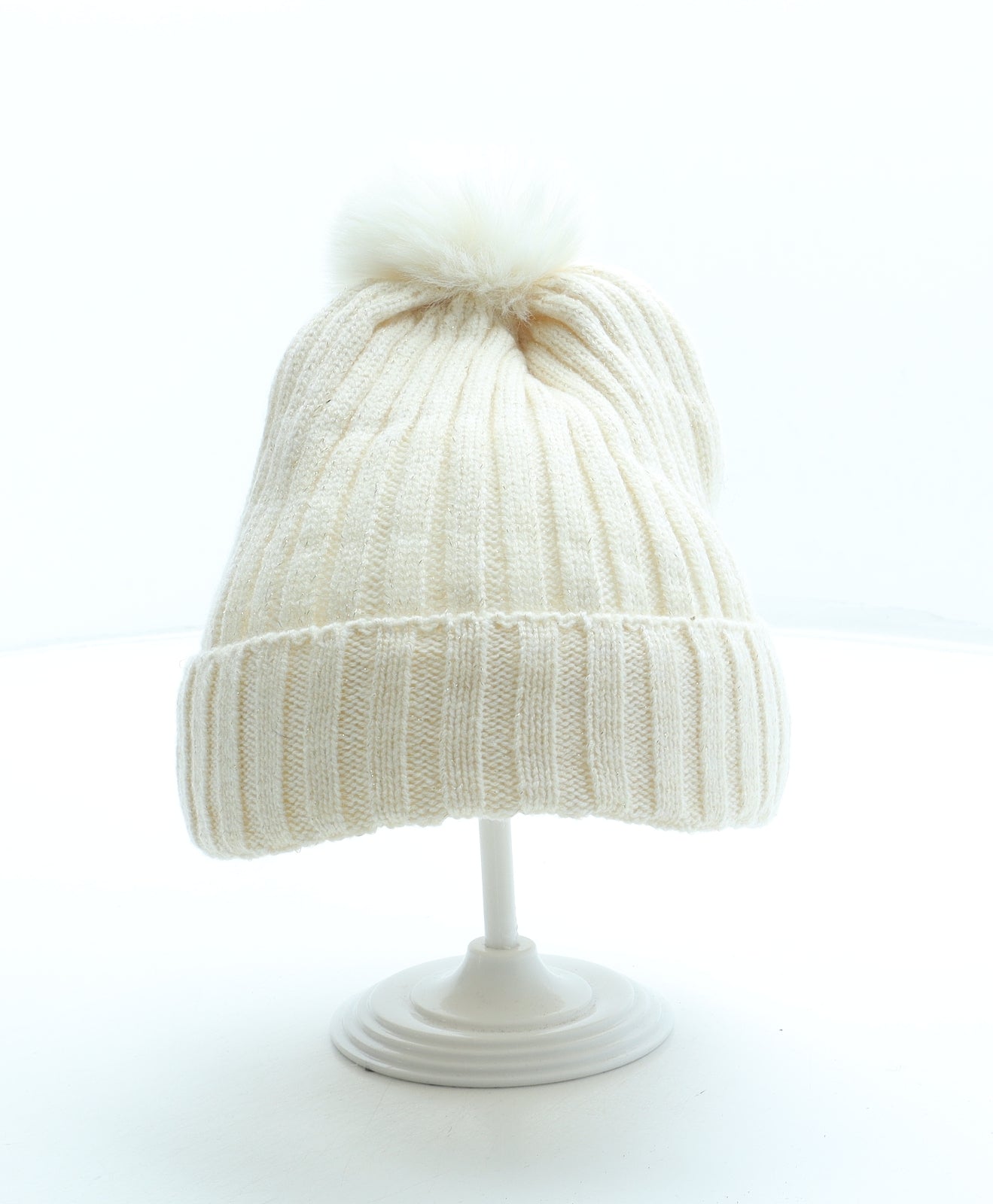Primark Womens Beige Polyester Bobble Hat One Size - Faux fur