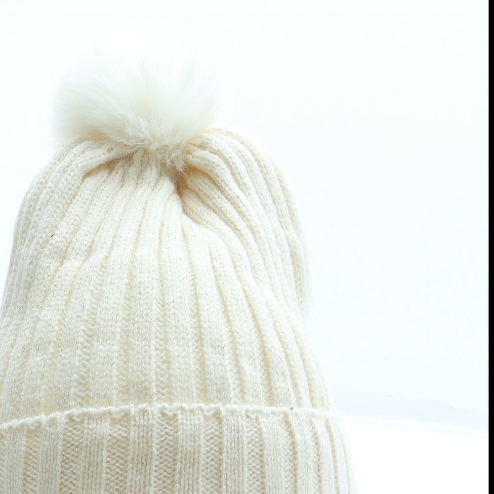 Primark Womens Beige Polyester Bobble Hat One Size - Faux fur