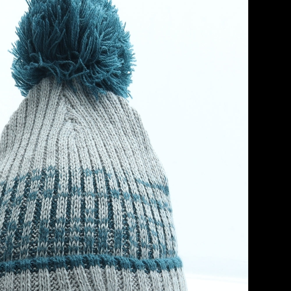 TU Boys Grey Fair Isle Acrylic Bobble Hat Size S