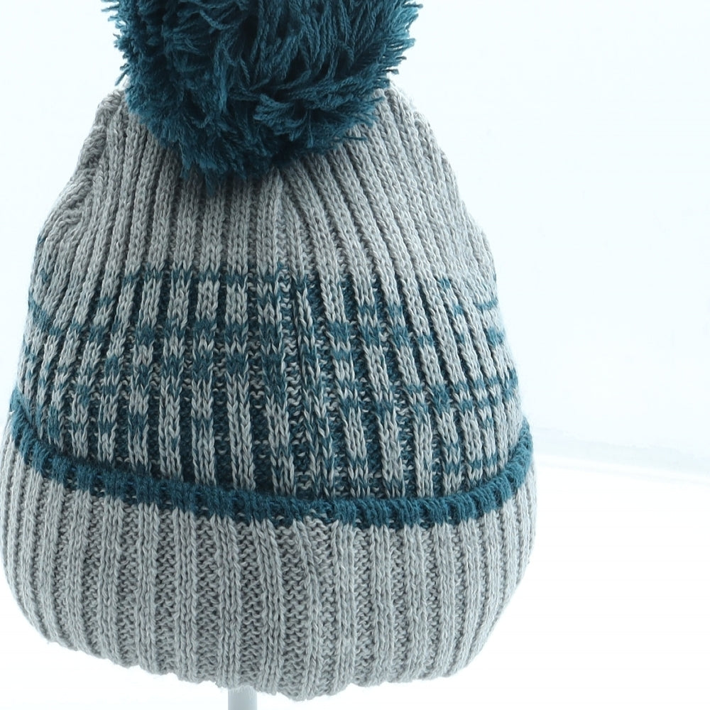 TU Boys Grey Fair Isle Acrylic Bobble Hat Size S