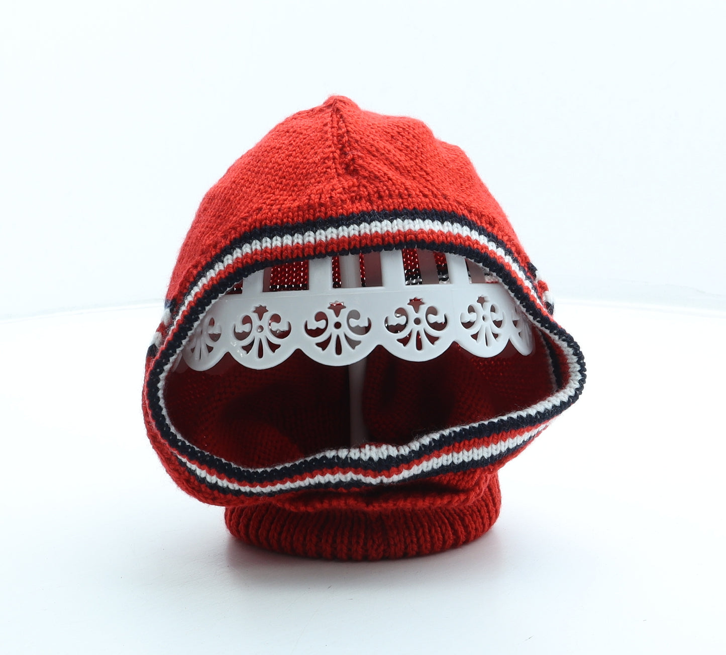 Jenerous Knits Mens Red Striped Acrylic Balaclava One Size