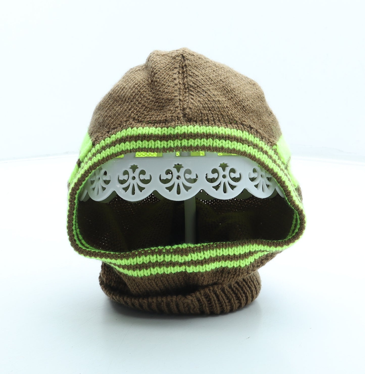 Jenerous Knits Mens Brown Striped Acrylic Balaclava One Size