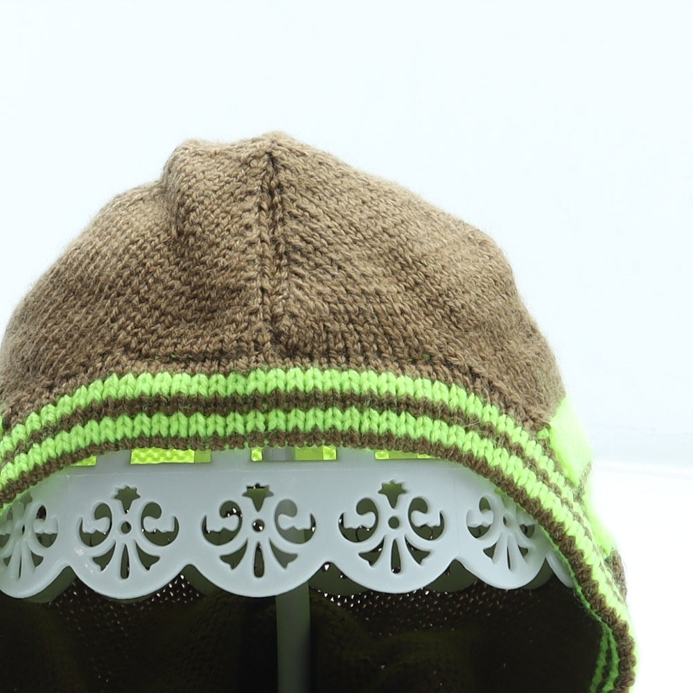 Jenerous Knits Mens Brown Striped Acrylic Balaclava One Size