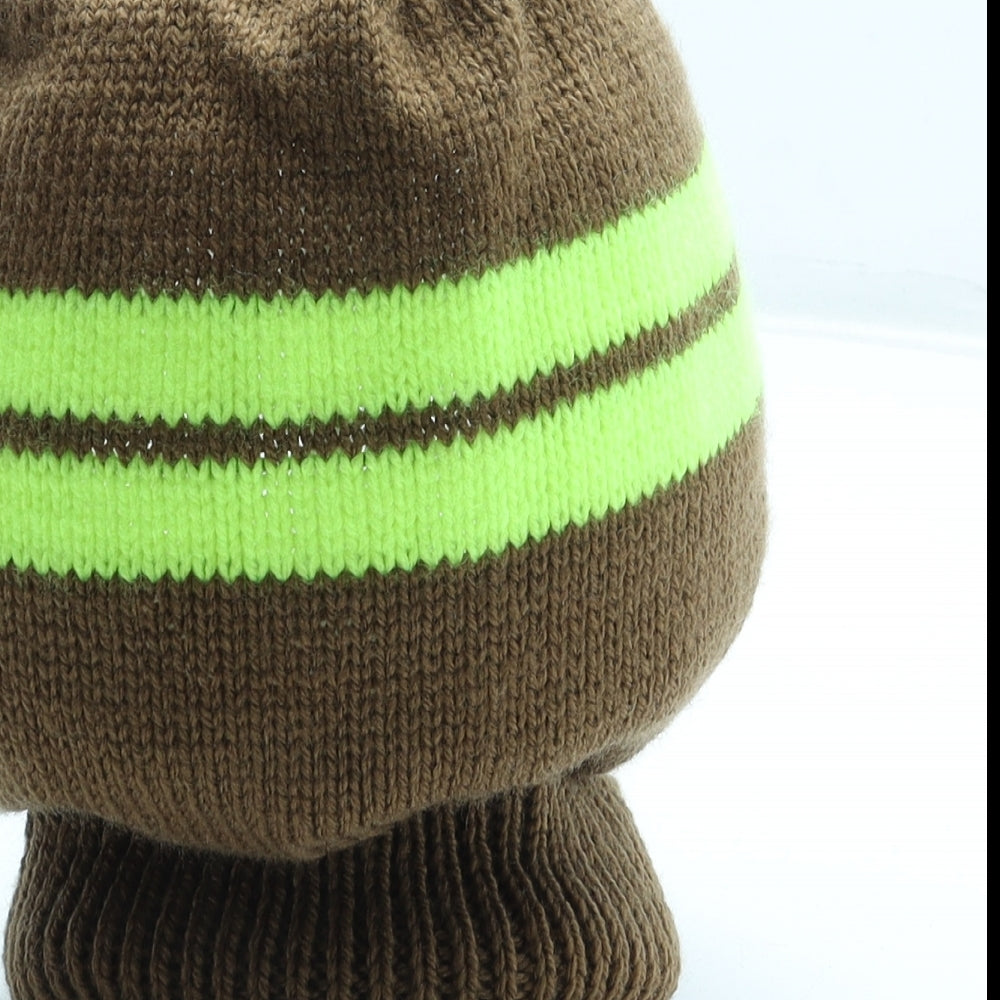 Jenerous Knits Mens Brown Striped Acrylic Balaclava One Size