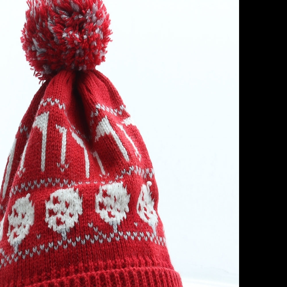 Preworn Mens Red Geometric Acrylic Golf Hat One Size - Golf Pom Pom