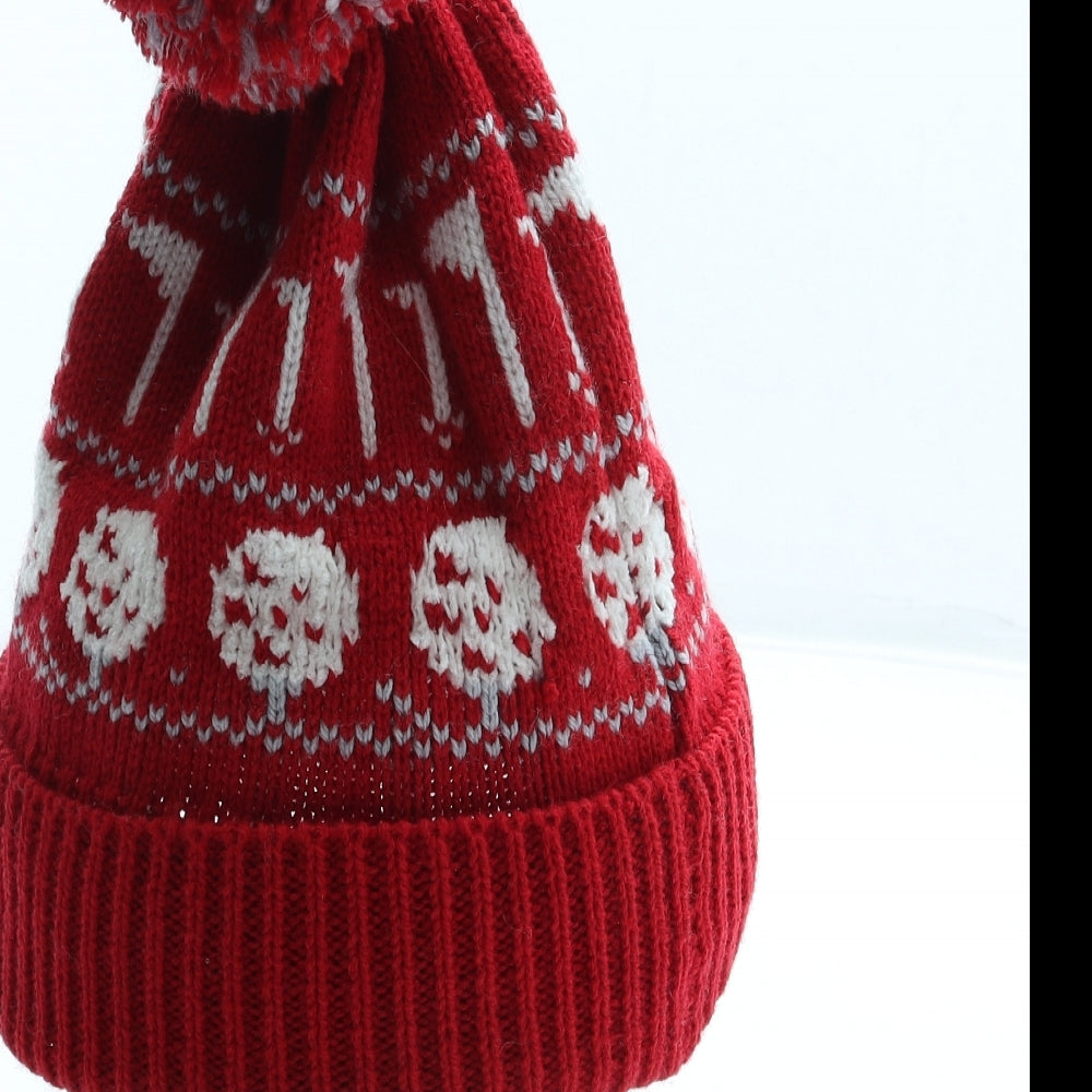 Preworn Mens Red Geometric Acrylic Golf Hat One Size - Golf Pom Pom