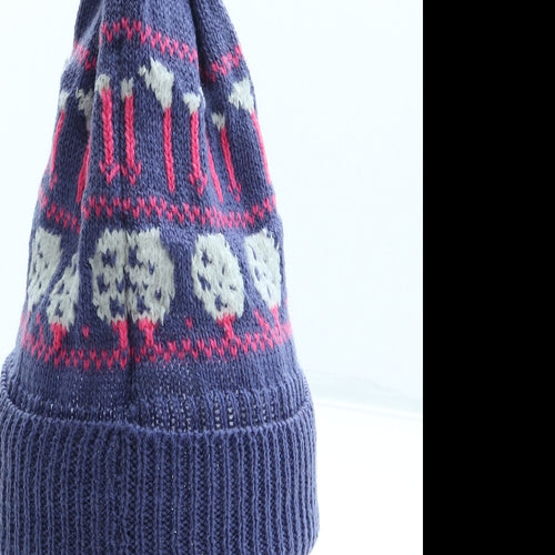 Preworn Womens Purple Geometric Acrylic Bobble Hat One Size - Golf