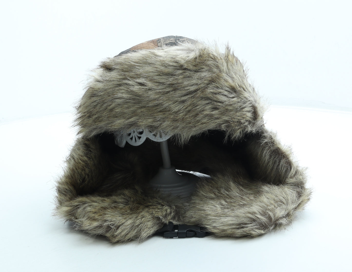 Preworn Mens Brown Camouflage Acrylic Trapper Hat One Size - Faux Fur