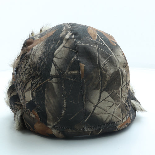 Preworn Mens Brown Camouflage Acrylic Trapper Hat One Size - Faux Fur