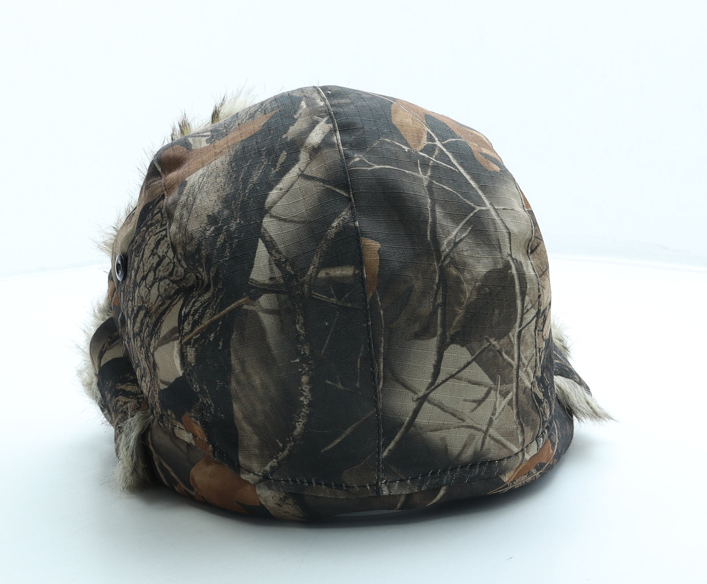 Preworn Mens Brown Camouflage Acrylic Trapper Hat One Size - Faux Fur
