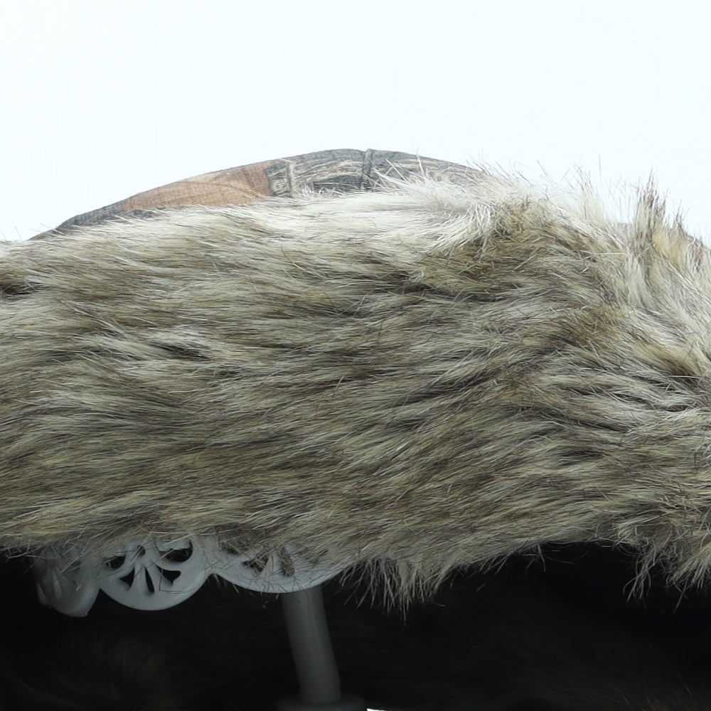 Preworn Mens Brown Camouflage Acrylic Trapper Hat One Size - Faux Fur