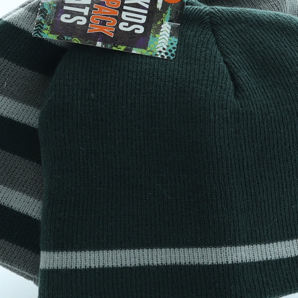 B&M Boys Green Striped Acrylic Beanie One Size - 3 Pack