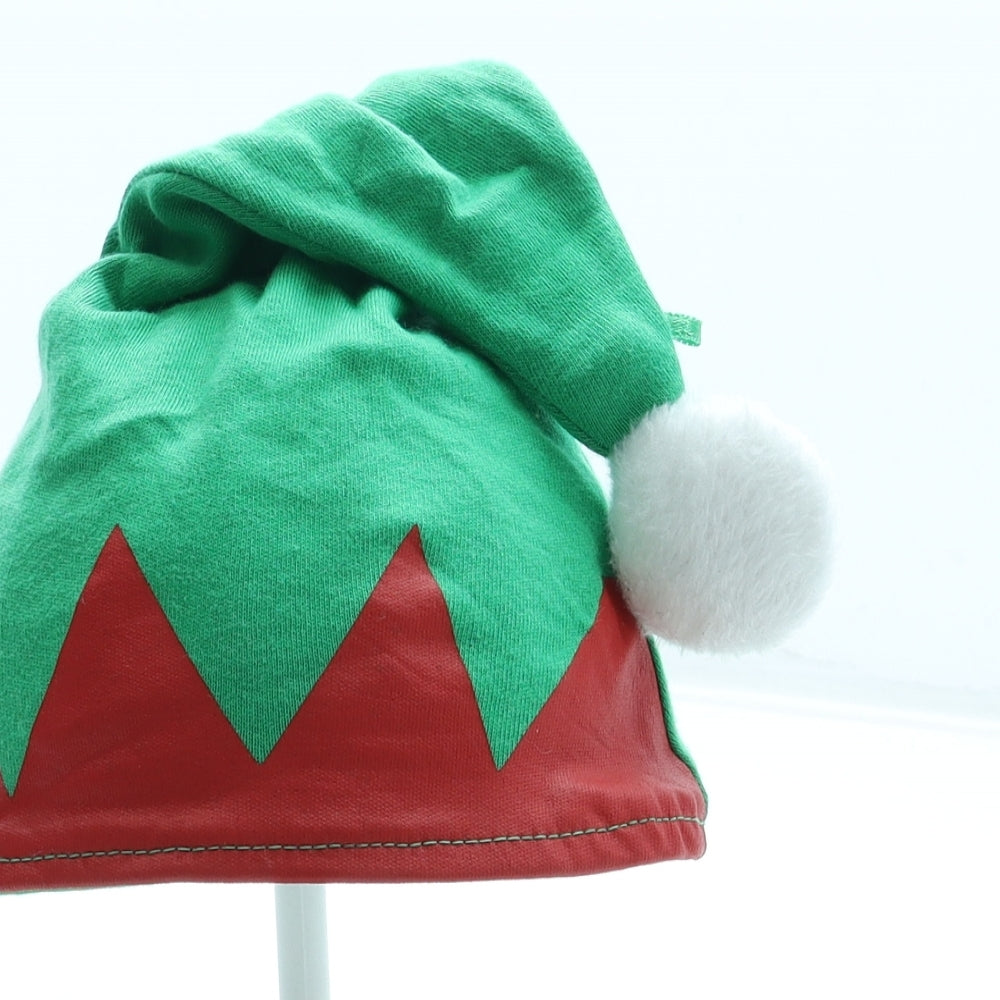 F&F Boys Green 100% Cotton Bobble Hat Size XS - Elf Christmas