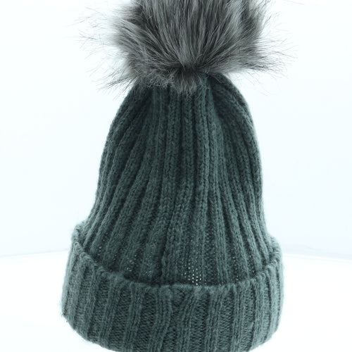 Pieces Womens Grey Acrylic Bobble Hat One Size