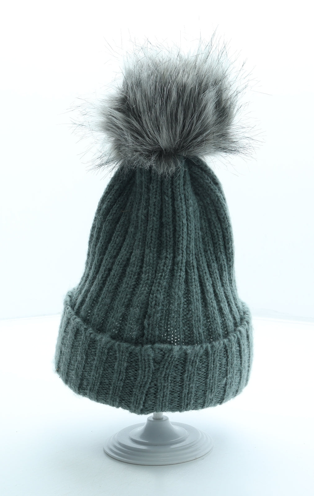 Pieces Womens Grey Acrylic Bobble Hat One Size