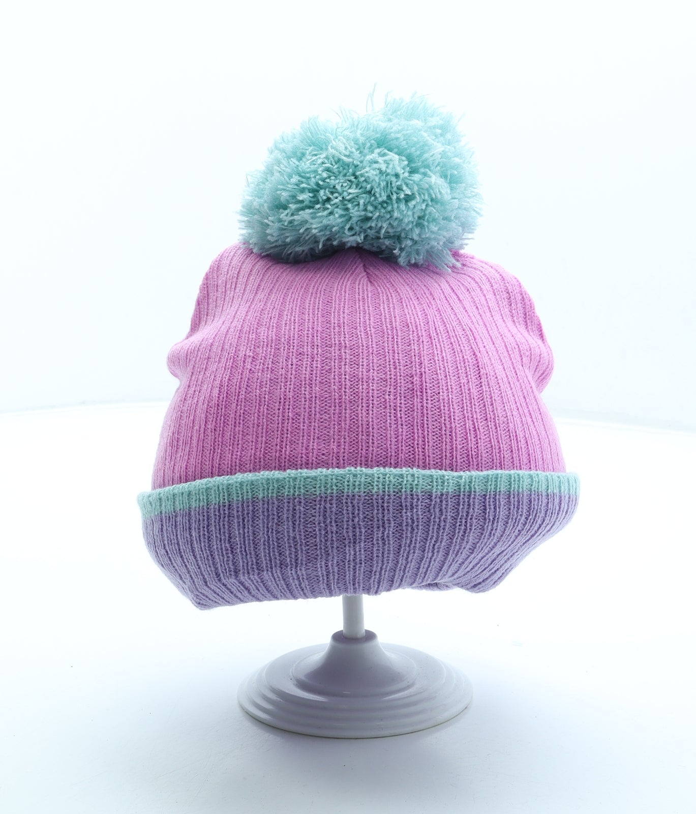 TU Womens Multicoloured Colourblock Acrylic Bobble Hat One Size