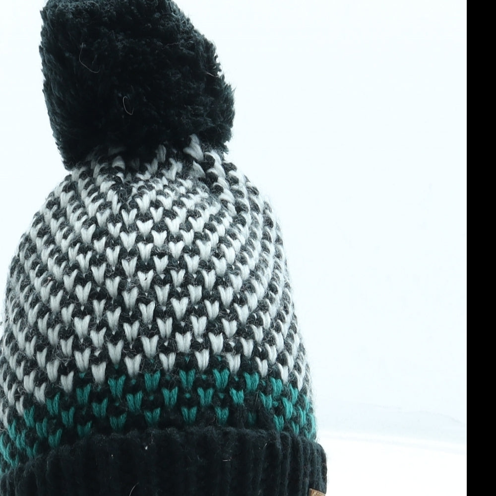 Minoti Boys Multicoloured Geometric Acrylic Bobble Hat Size S