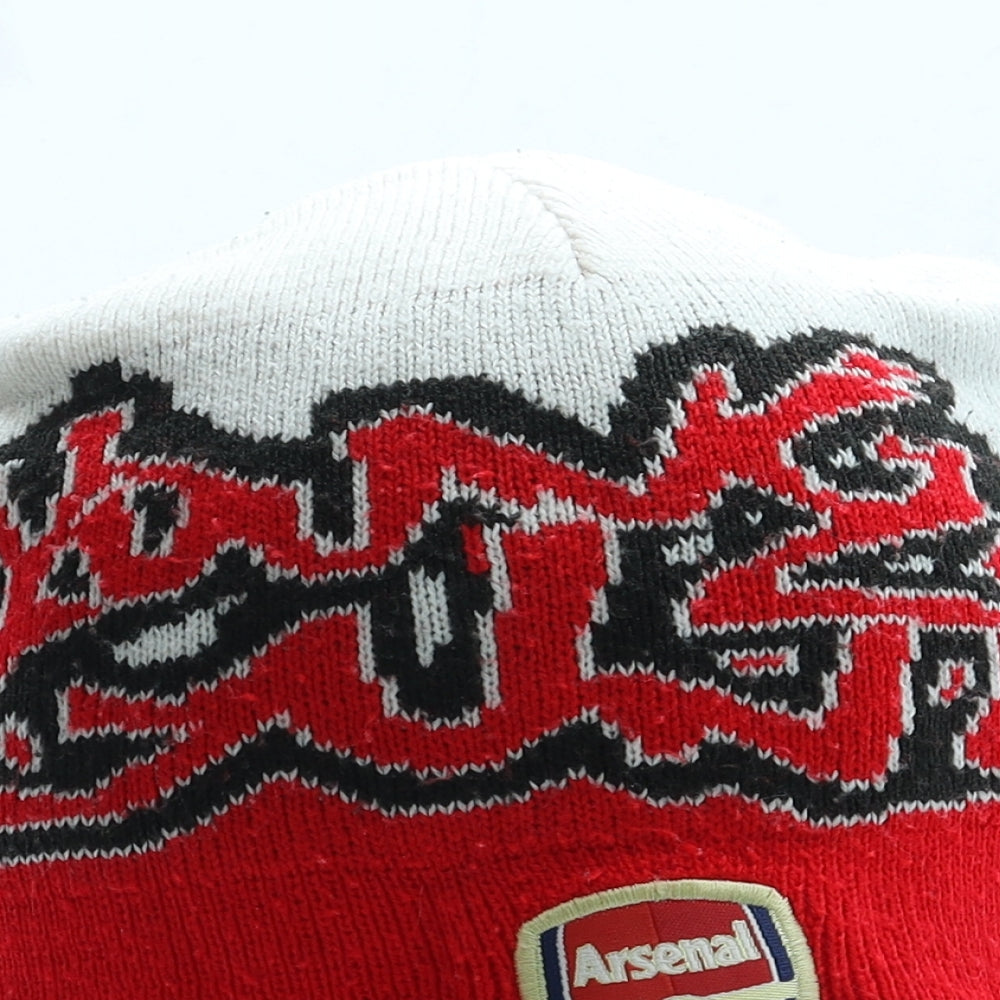 Arsenal Mens Red Geometric Acrylic Beanie One Size - Slogan Logo