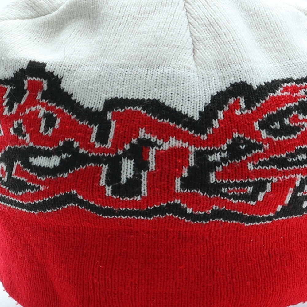 Arsenal Mens Red Geometric Acrylic Beanie One Size - Slogan Logo