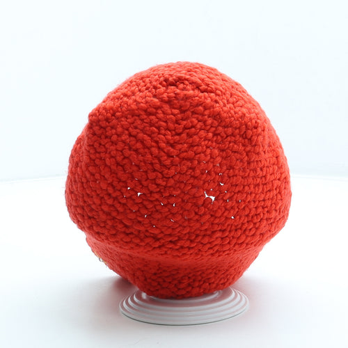 Preworn Girls Red Acrylic Bonnet Size S - Flower detail