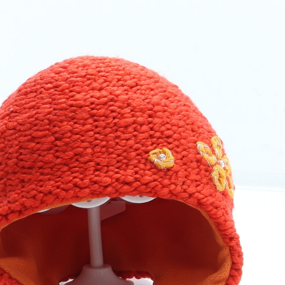 Preworn Girls Red Acrylic Bonnet Size S - Flower detail