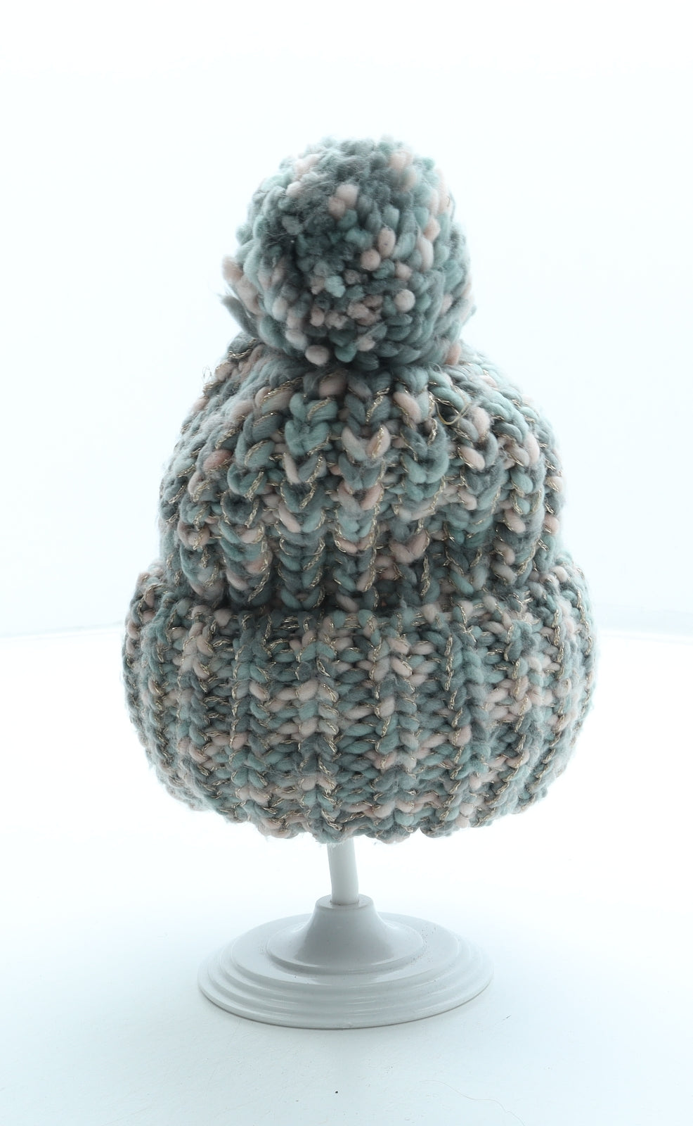 Mantaray Girls Multicoloured Geometric Acrylic Bobble Hat Size S