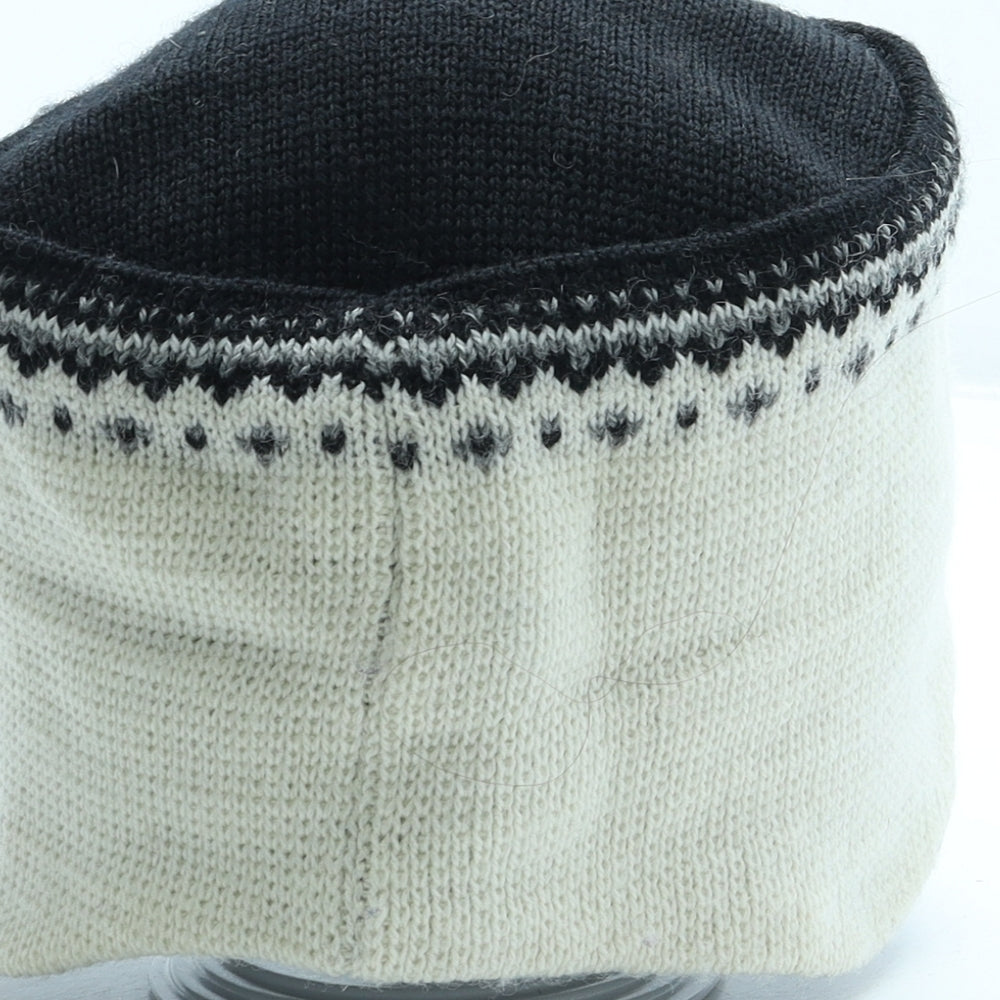 Gjestal Mens Ivory Fair Isle Wool Beanie One Size