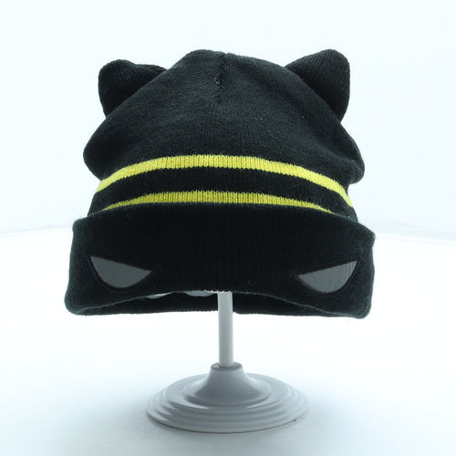 Batman Boys Black Striped Acrylic Beanie Size M - Ears