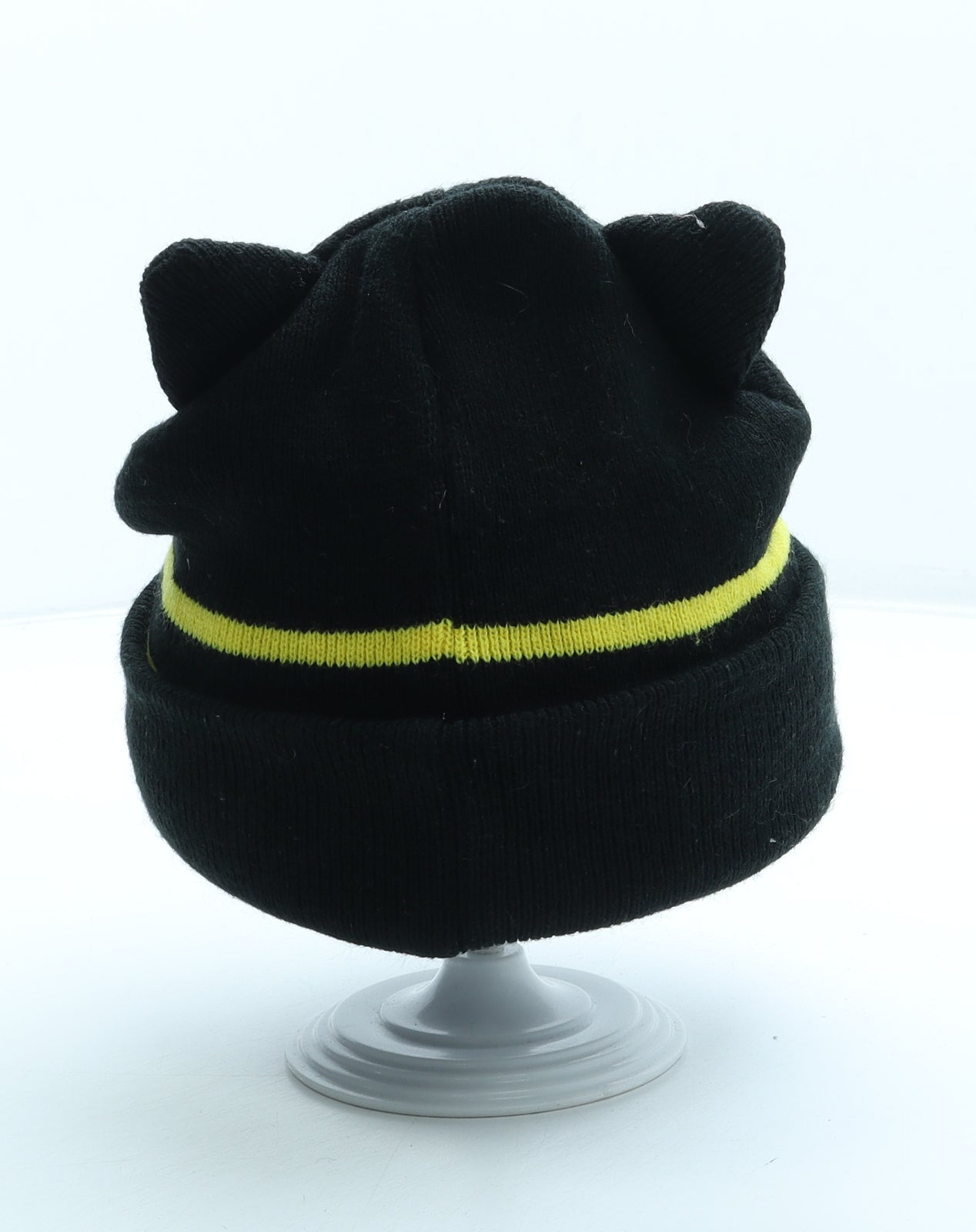 Batman Boys Black Striped Acrylic Beanie Size M - Ears