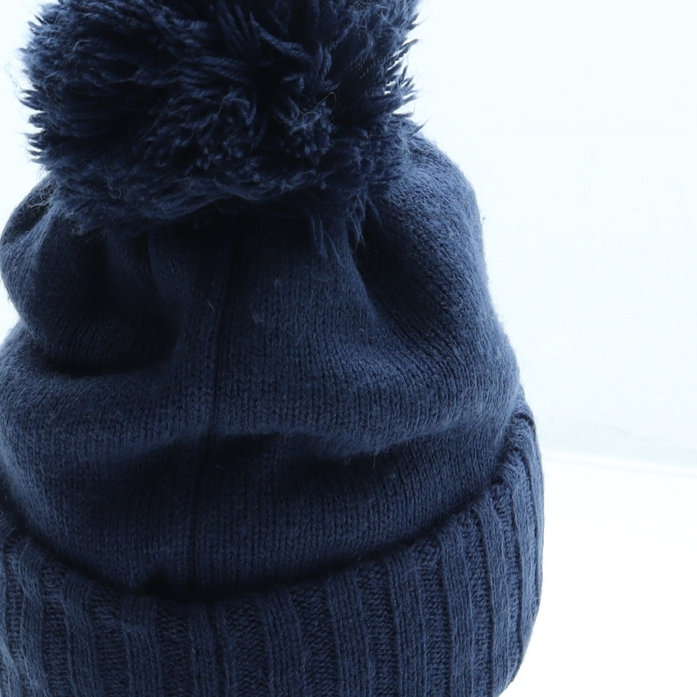 BCBGeneration Womens Blue Acrylic Bobble Hat One Size - Emoji