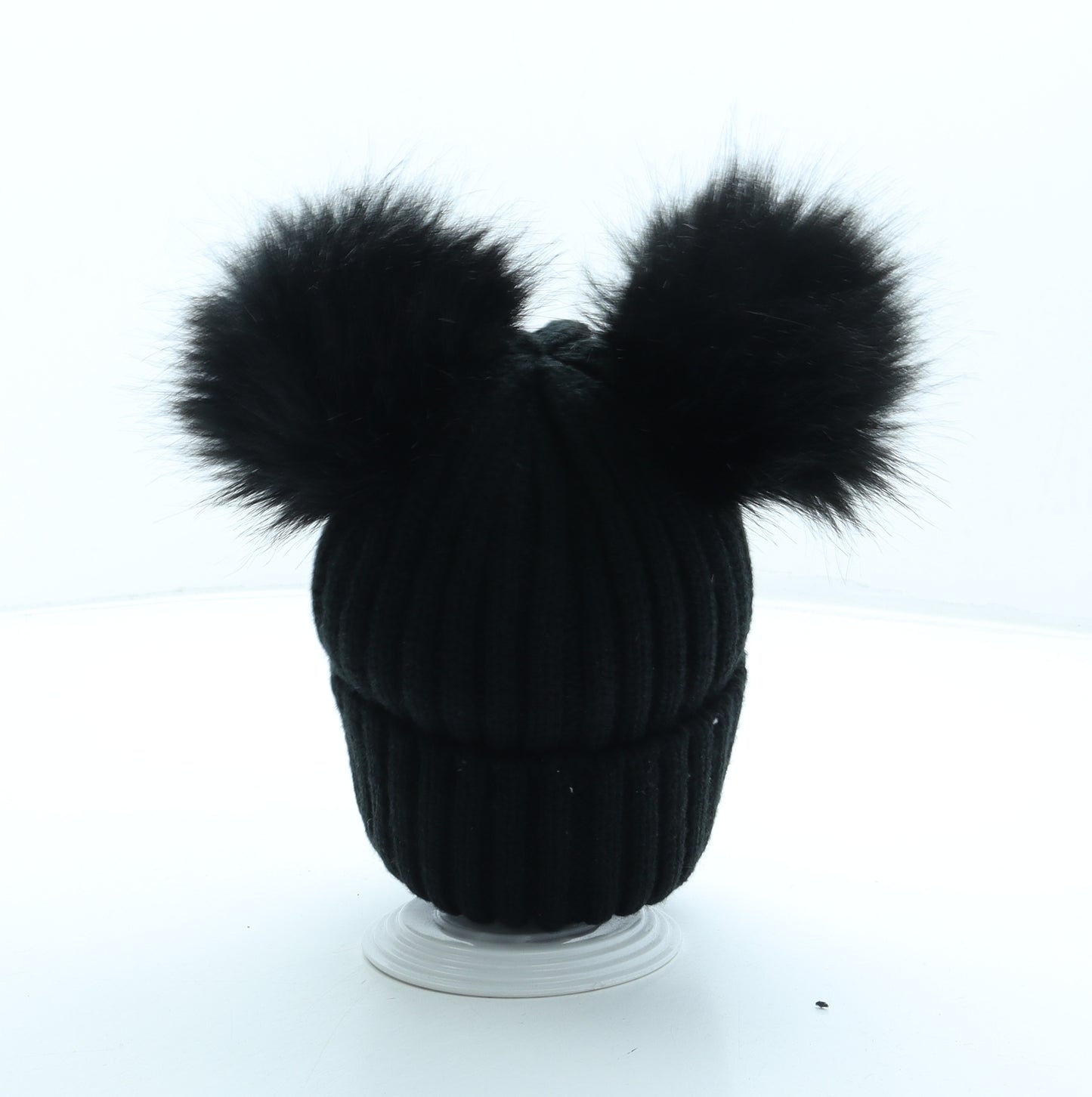 NEXT Girls Black Acrylic Bobble Hat Size S
