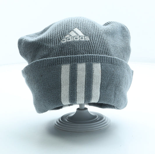 adidas Boys Grey Striped Acrylic Beanie One Size