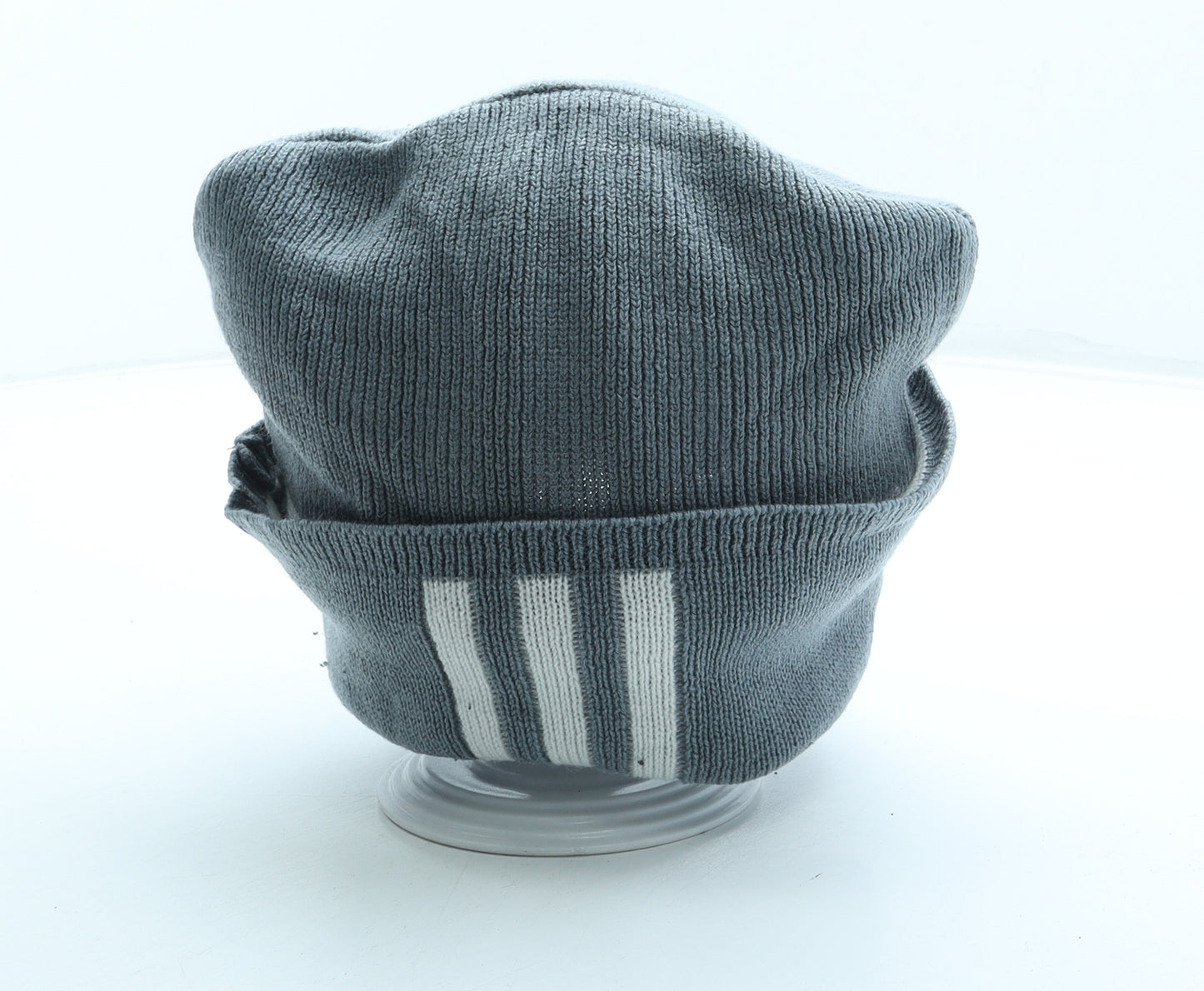 adidas Boys Grey Striped Acrylic Beanie One Size