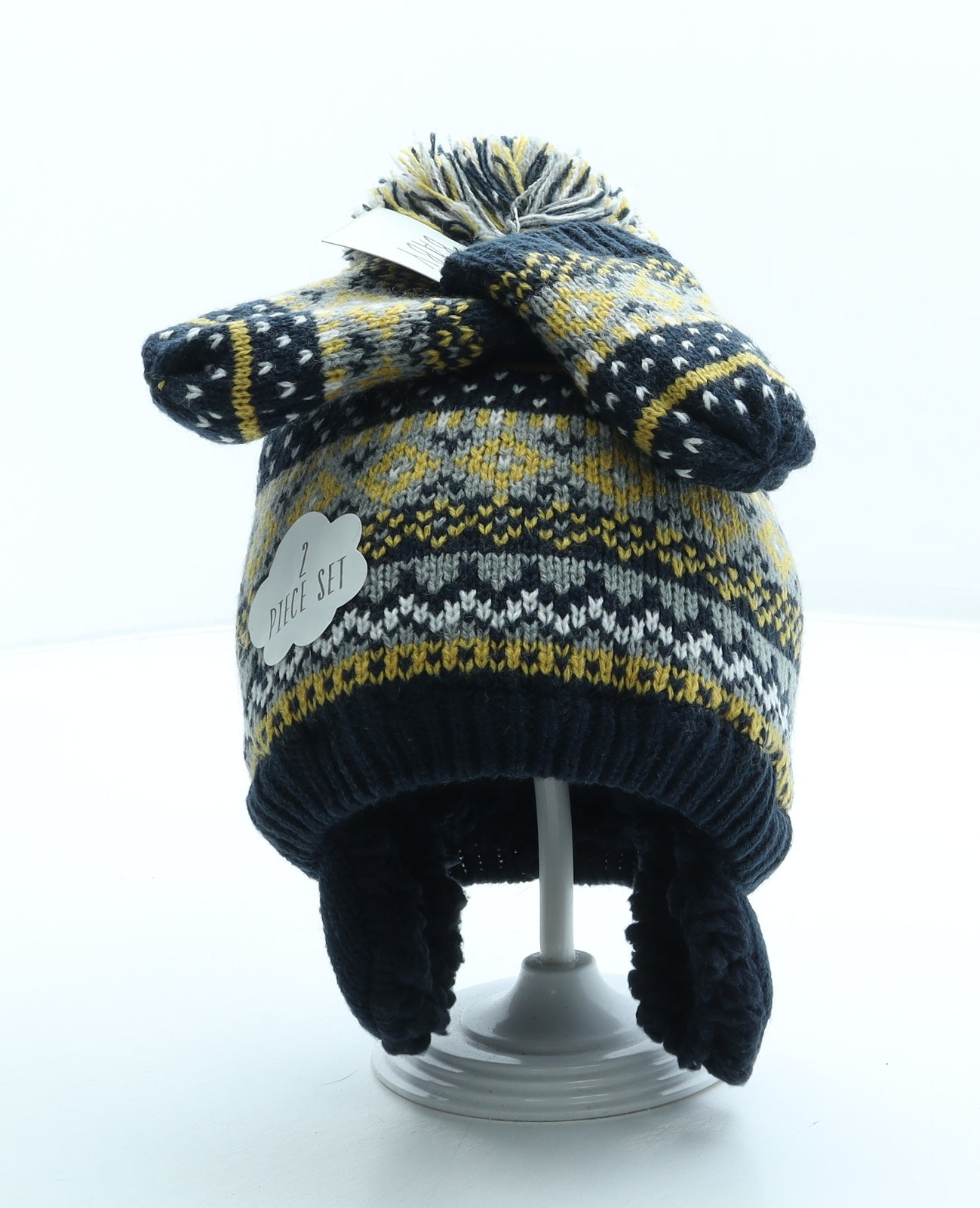 George Boys Multicoloured Fair Isle Acrylic Bonnet Size S - Pom Pom