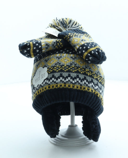 George Boys Multicoloured Fair Isle Acrylic Bonnet Size S - Pom Pom