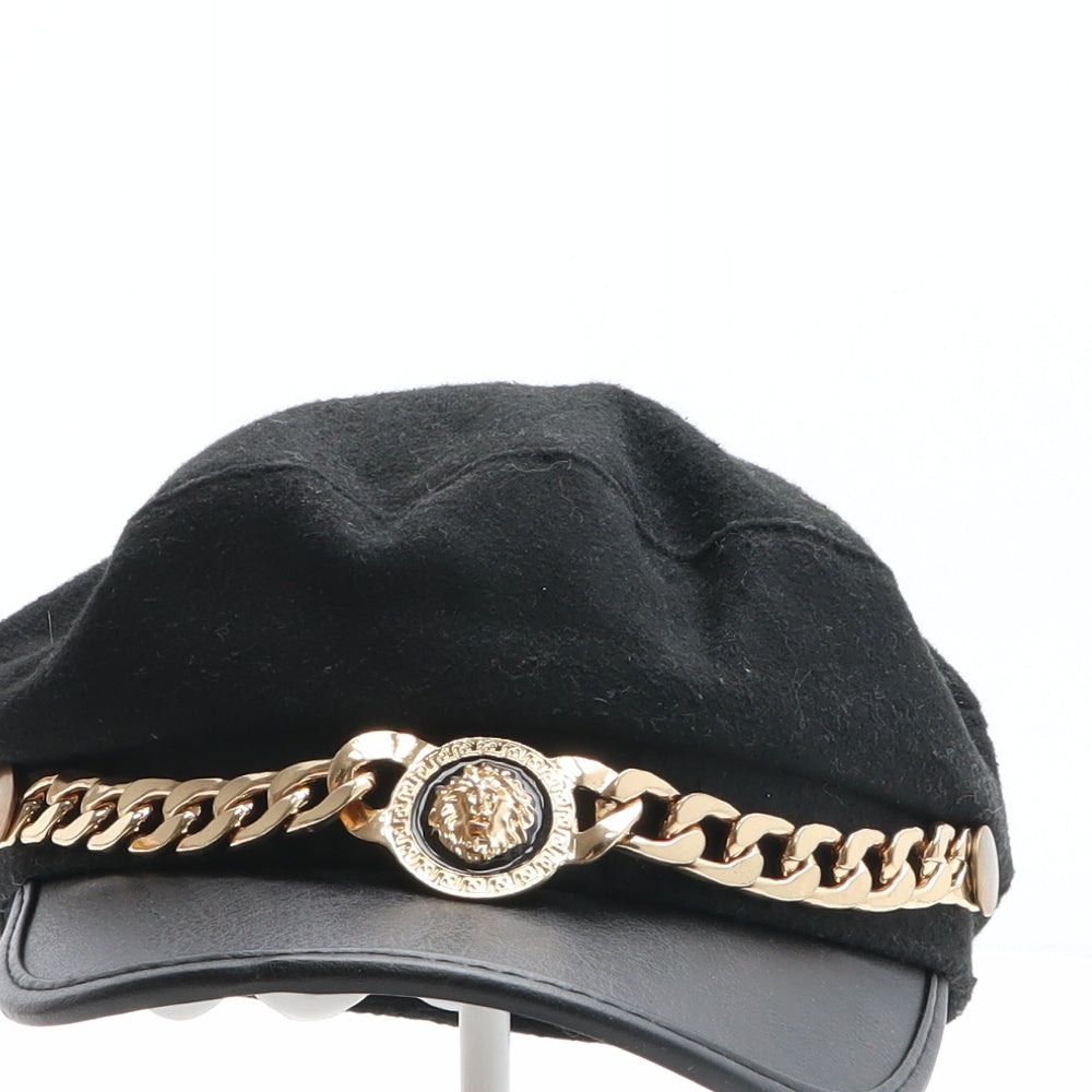 Preworn Womens Black Polyester Peaked Cap One Size - Chain detail, Lion detail