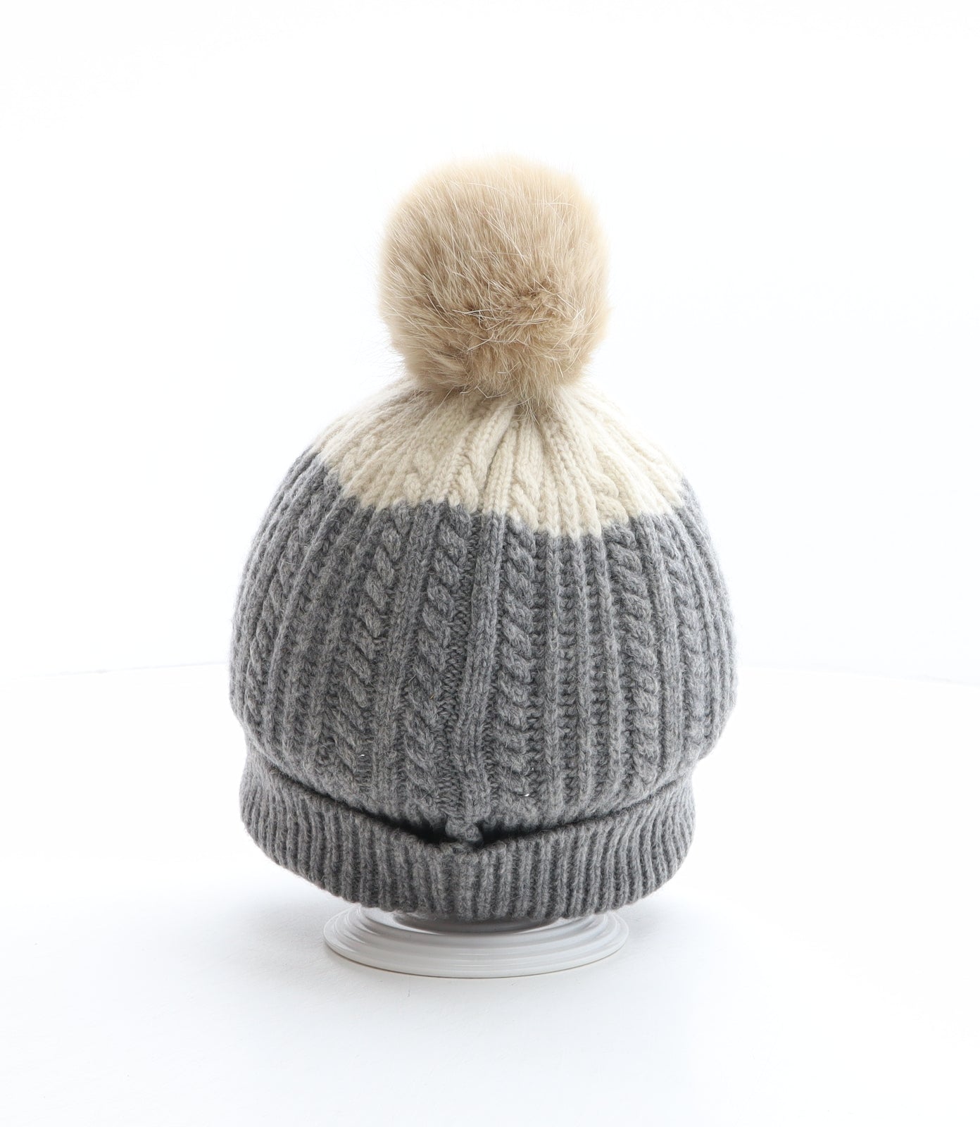 Joules Girls Grey Wool Bobble Hat One Size