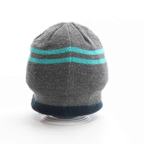 George Boys Grey Striped Acrylic Beanie One Size - Star Detail