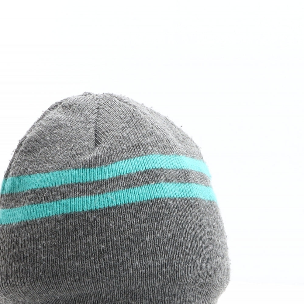 George Boys Grey Striped Acrylic Beanie One Size - Star Detail
