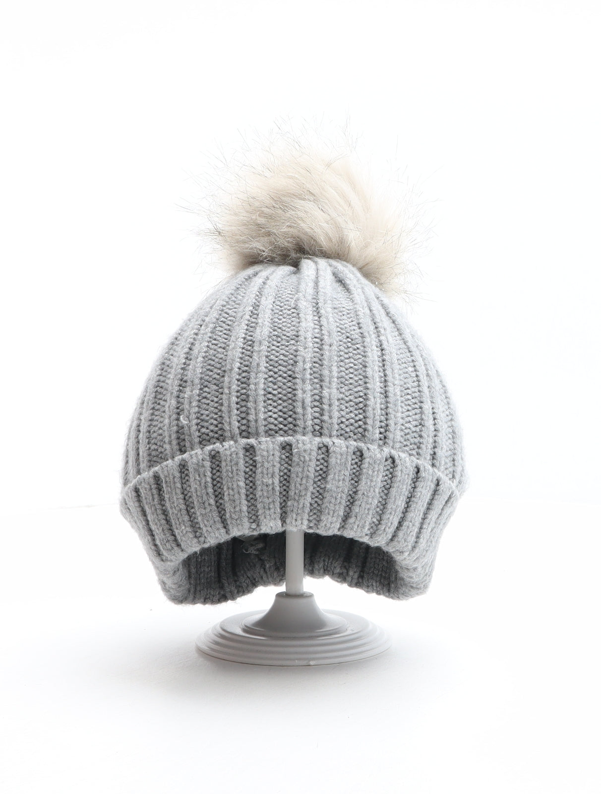 Miss Selfridge Womens Grey Viscose Bobble Hat One Size