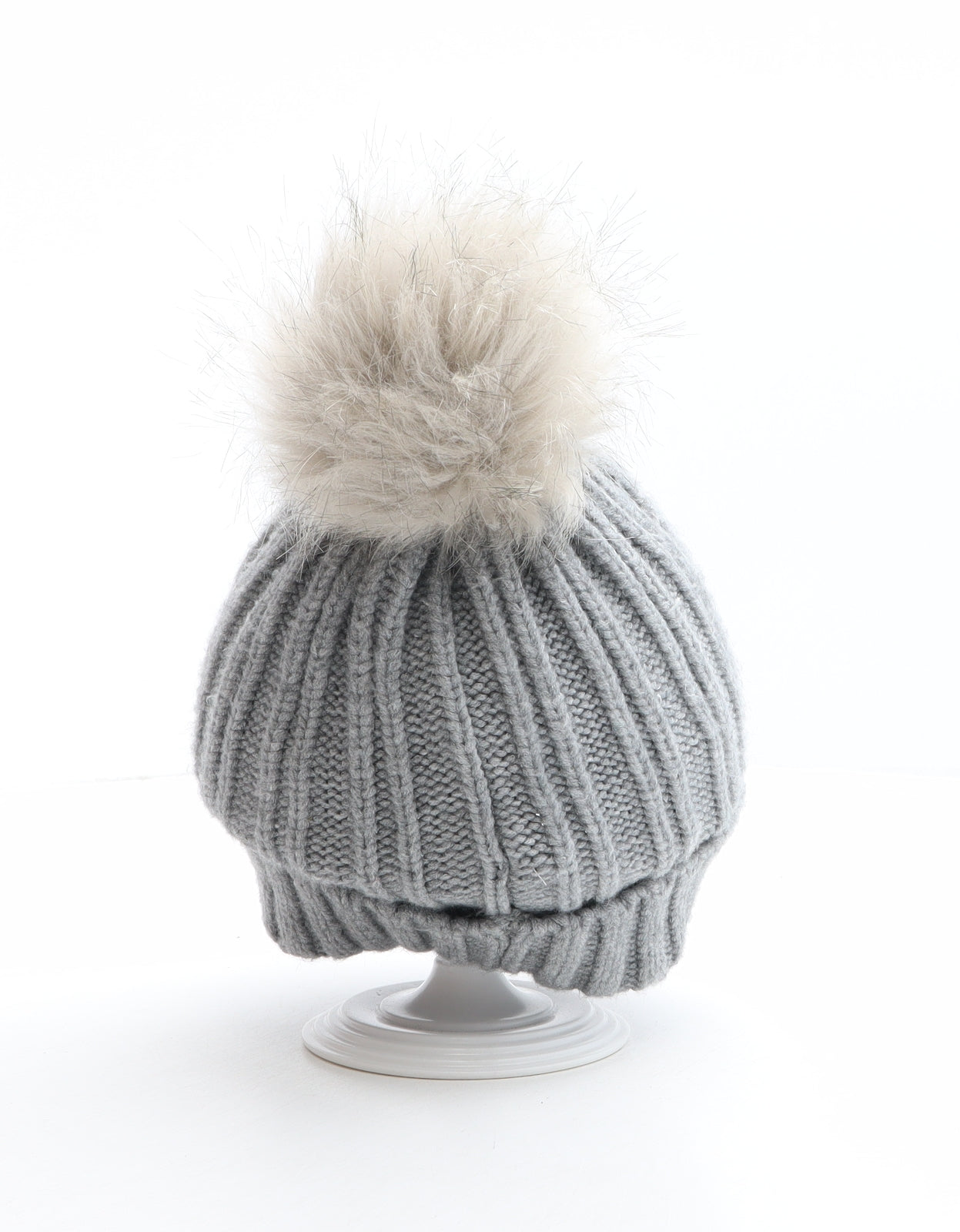 Miss Selfridge Womens Grey Viscose Bobble Hat One Size